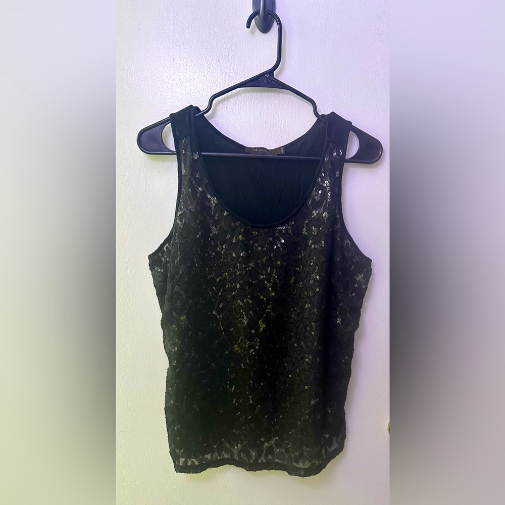 The Limited, layered tank top, sequin inner panel